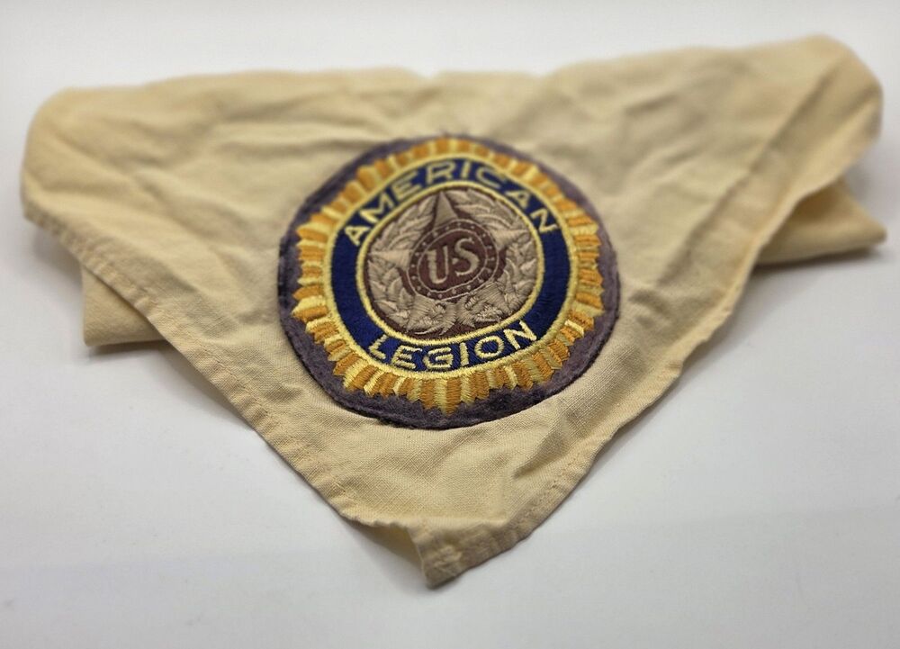 VTG 40s/60s American Legion Uniform Neckerchief Scarf Bandana Embroidered Patch